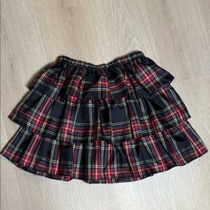Crewcuts Black Red Yellow Green Christmas Plaid Tiered Ruffle Mini Skirt XL